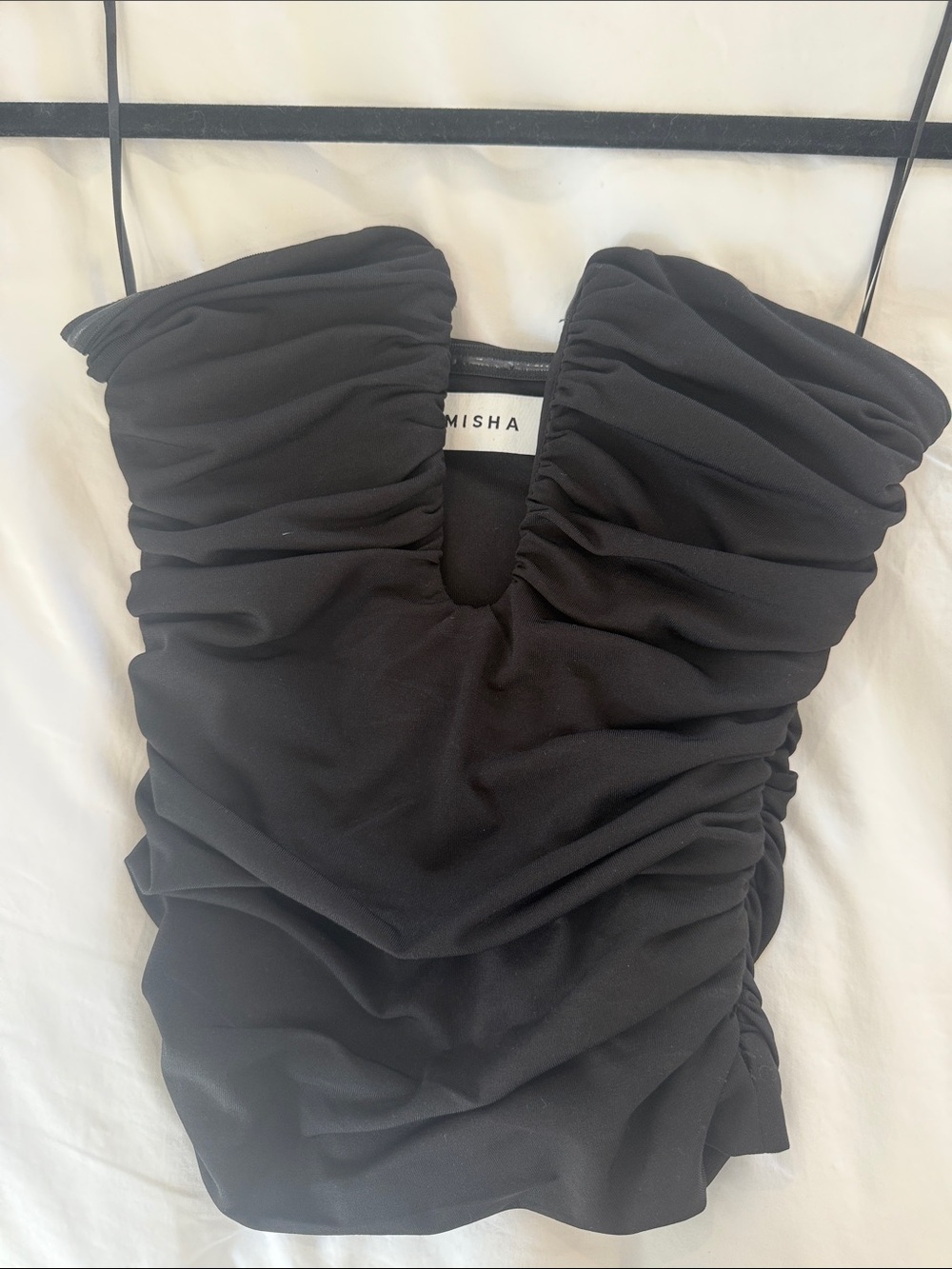 Misha Black Ruched Sleeveless Top